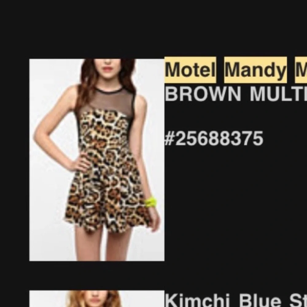 2012 Motel Rocks Mandy Mesh Back Dress in Brown Multi Medium
